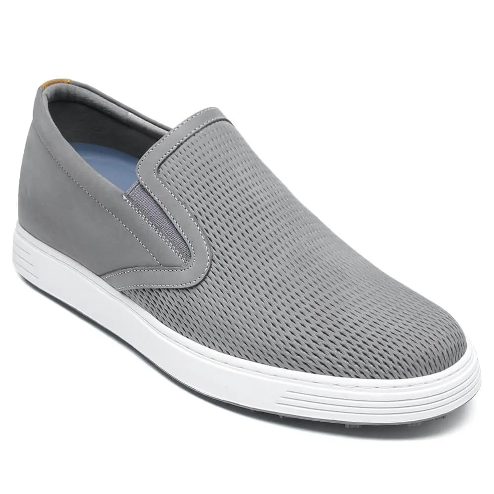 6 CM / 2.36 Inches CMR CHAMARIPA Grey Nubuck Elevator Shoes for Men - Stylish Slip-Ons