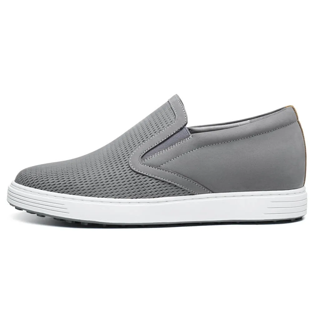 6 CM / 2.36 Inches CMR CHAMARIPA Grey Nubuck Elevator Shoes for Men - Stylish Slip-Ons