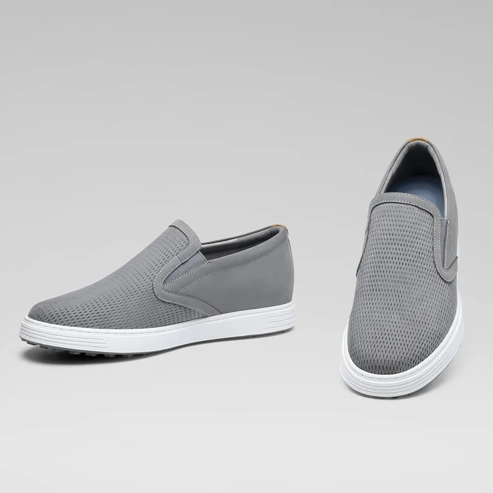 6 CM / 2.36 Inches CMR CHAMARIPA Grey Nubuck Elevator Shoes for Men - Stylish Slip-Ons