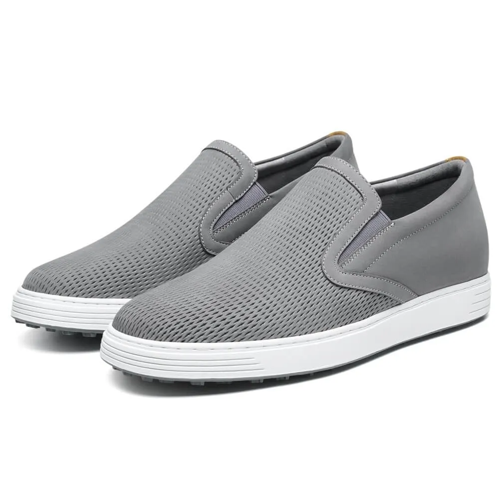 6 CM / 2.36 Inches CMR CHAMARIPA Grey Nubuck Elevator Shoes for Men - Stylish Slip-Ons