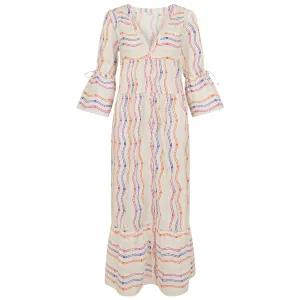 Accessorize London Women's Multi Stripe Flute Sleeve Dress Large