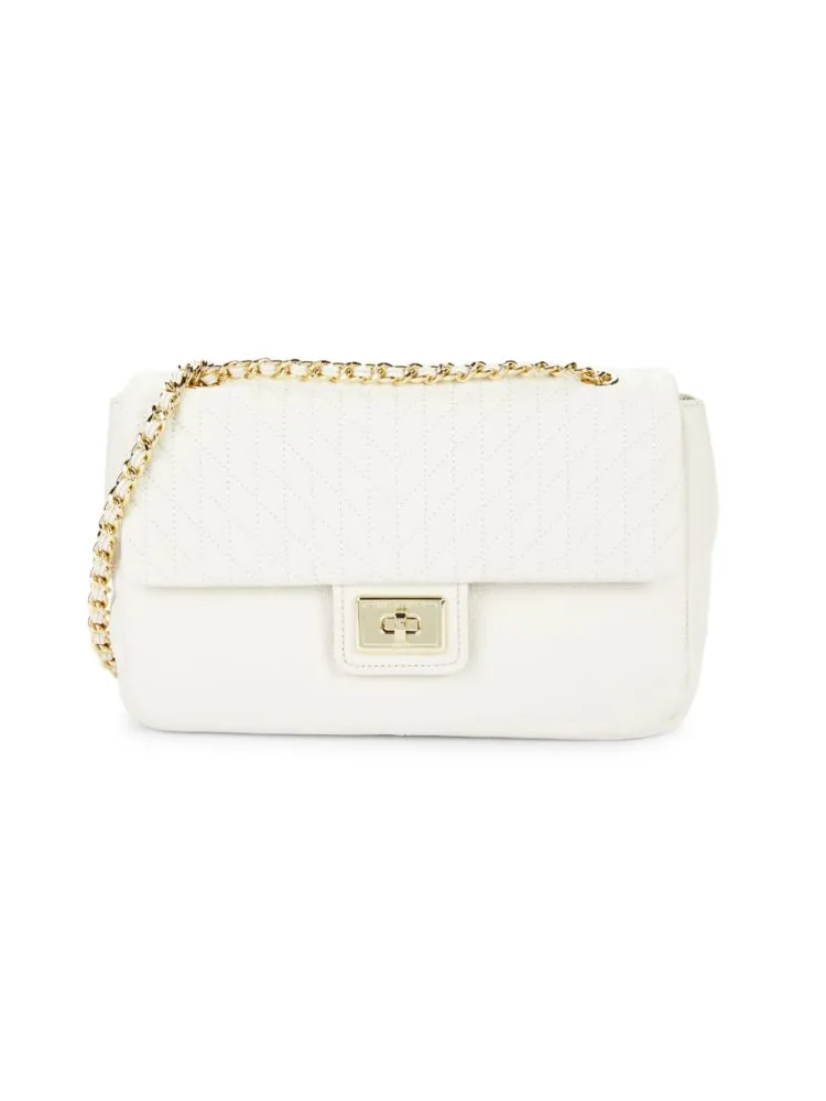 Agyness Karl Lagerfeld Paris Quilted Leather Shoulder Bag, Winter White