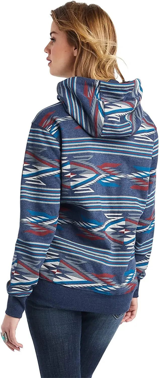 Ariat Women's All Over Print Chimayo Hoodie, New Mexico Navy Print