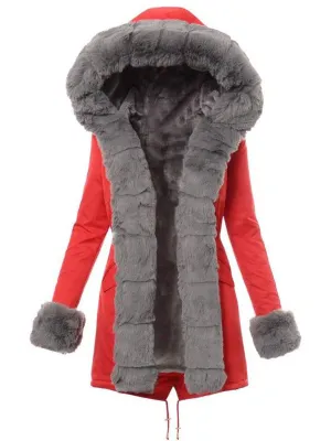 Autumn Winter Warm Long Women's Jacket with Fur