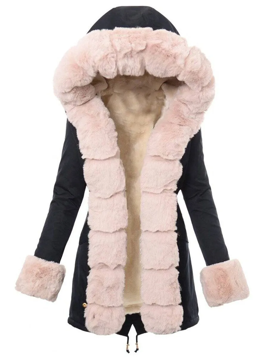 Autumn Winter Warm Long Women's Jacket with Fur