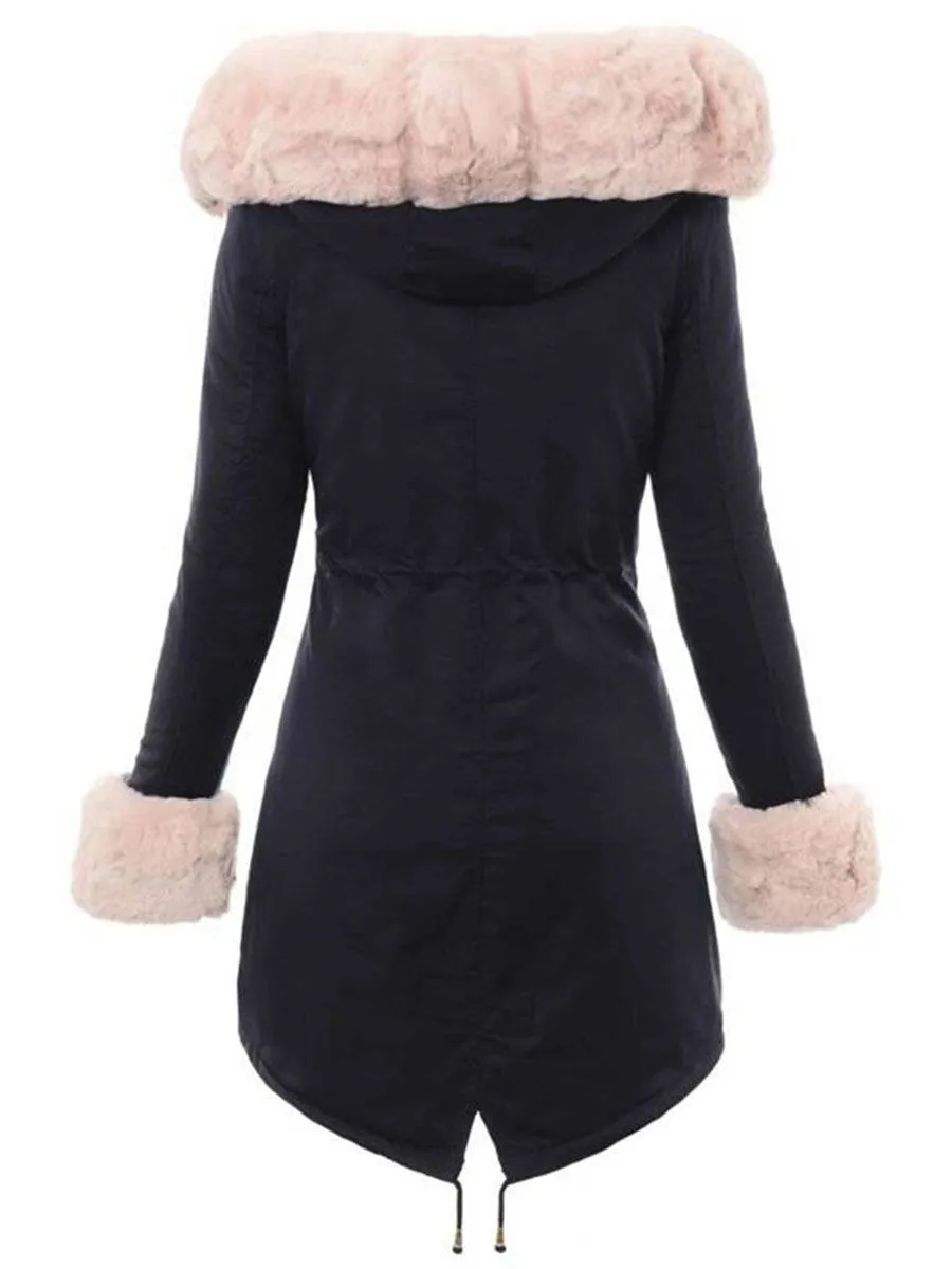 Autumn Winter Warm Long Women's Jacket with Fur