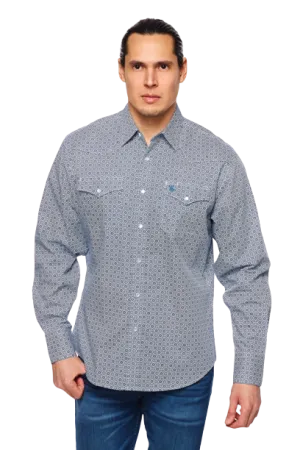 Avalon Rodeo Clothing Men's Blue Print Snap Western Shirt