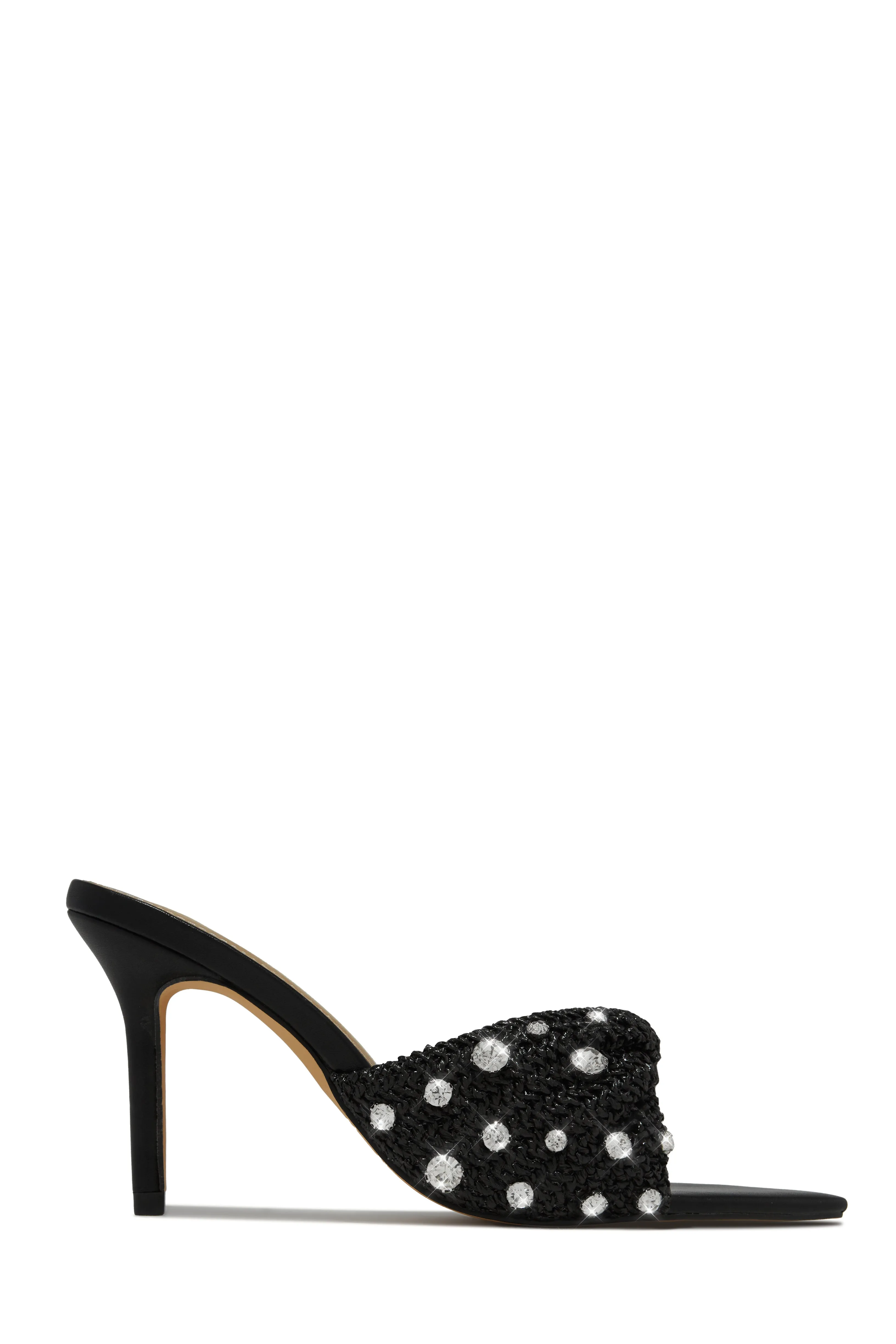 Baja Cruise Embellished High Heel Mules - Black