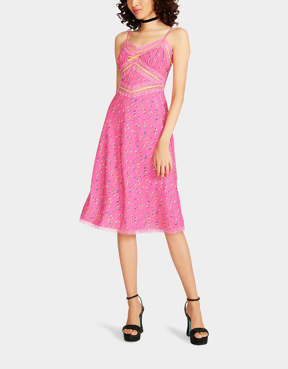 BETSEYS SLEEVELESS RIBBON DRESS PINK