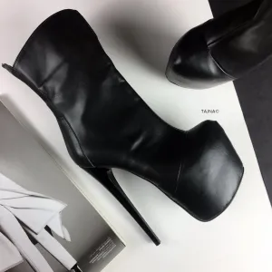 Black High Heel Platform Boots