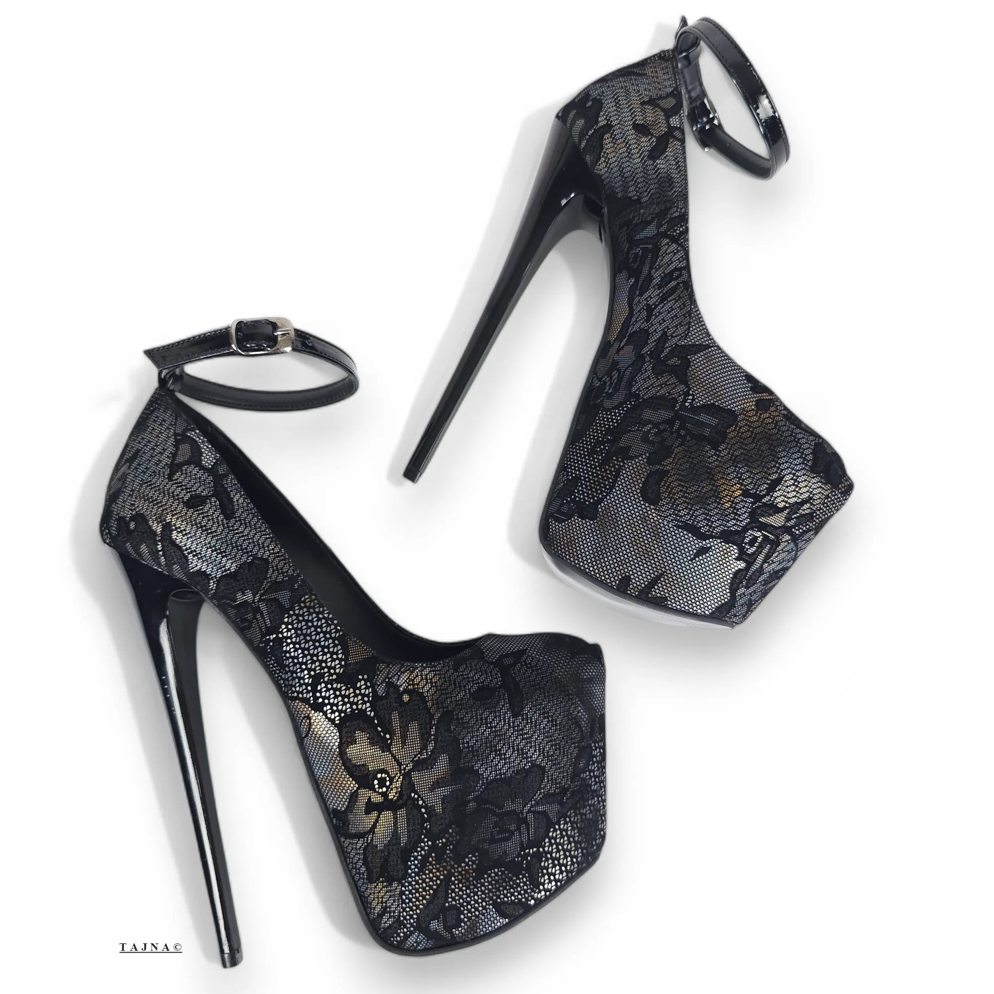 Black Rose Dark Gothic High Heel Platforms