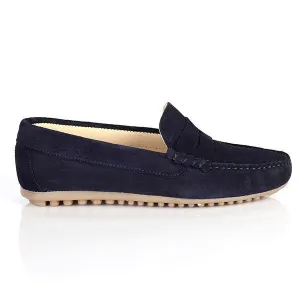 BOYS SUEDE FORMAL MOCCASIN - NAVY BLUE