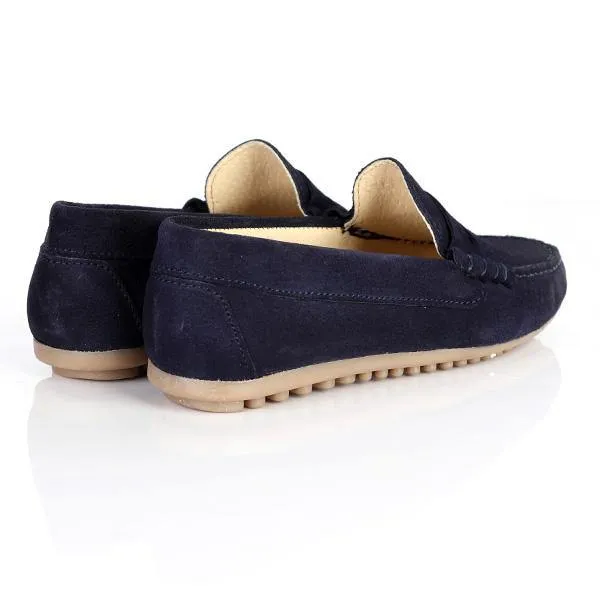 BOYS SUEDE FORMAL MOCCASIN - NAVY BLUE