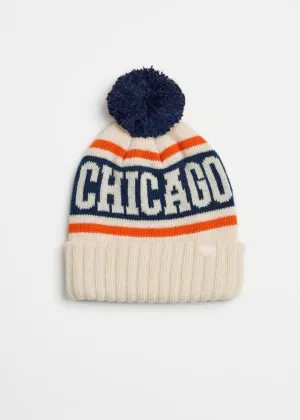 Chicago Varsity Beanie in Orange & Navy