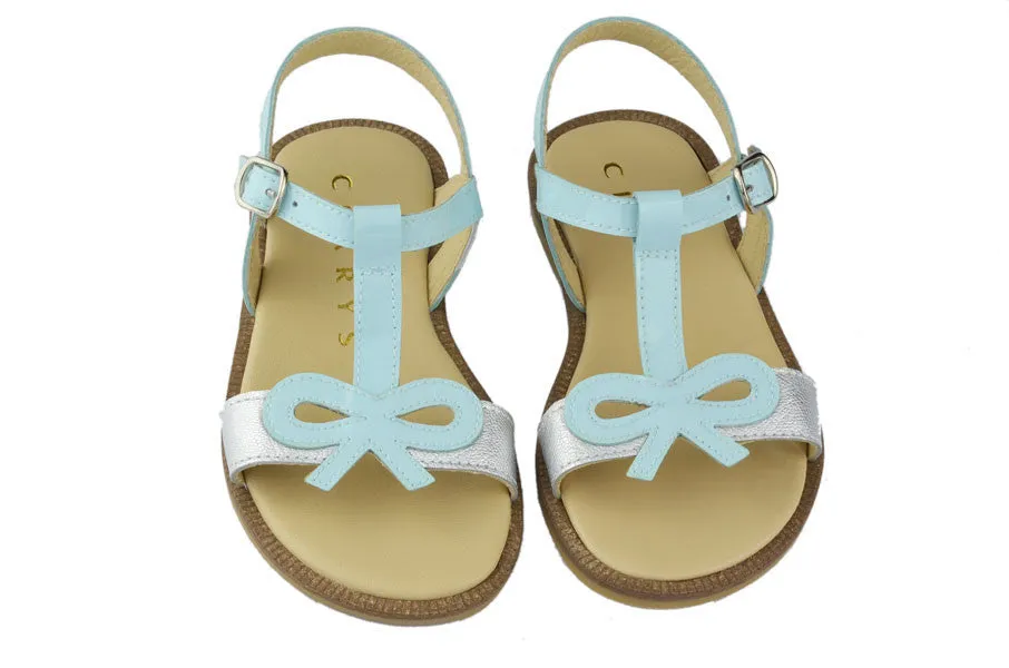 Clarys Girls Light Blue & Silver Bow Sandal