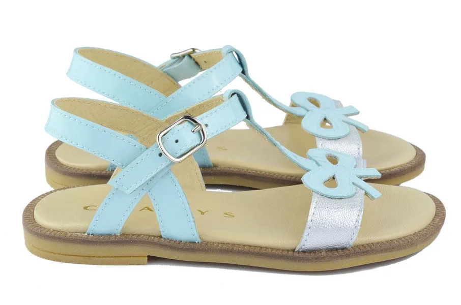 Clarys Girls Light Blue & Silver Bow Sandal