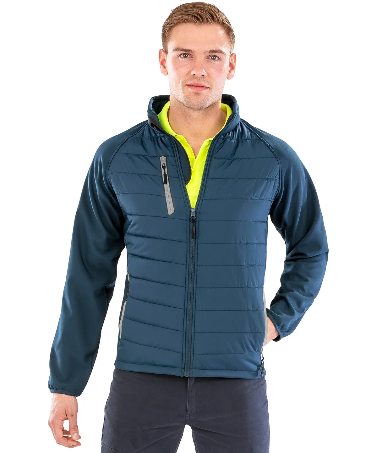 Compass padded softshell jacket | Black/Lime