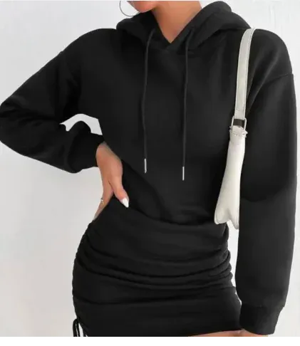 Cozy Hood Long Sleeve Dress