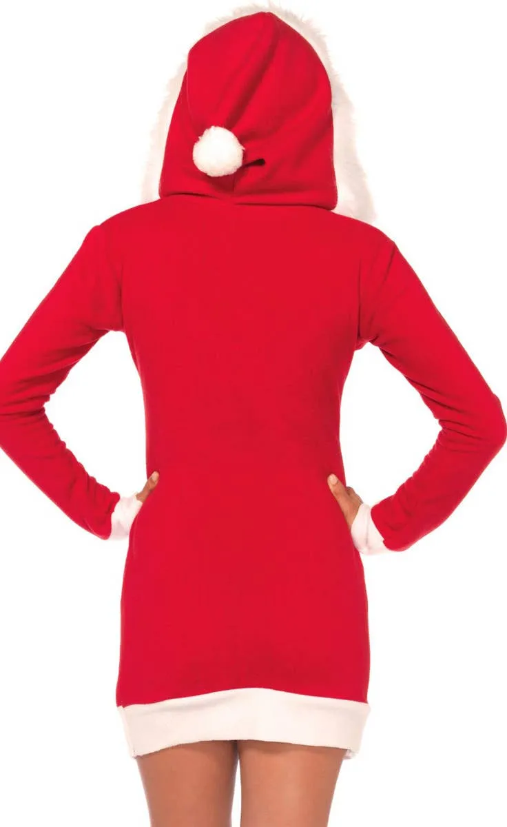 Cozy Santa Womens Hooded Christmas Costume Dress