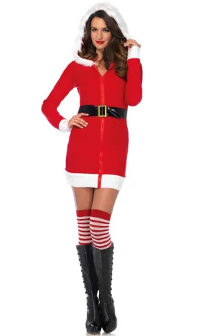 Cozy Santa Womens Hooded Christmas Costume Dress