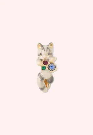 Curled & Cozy Cat Ring - Grey Multi