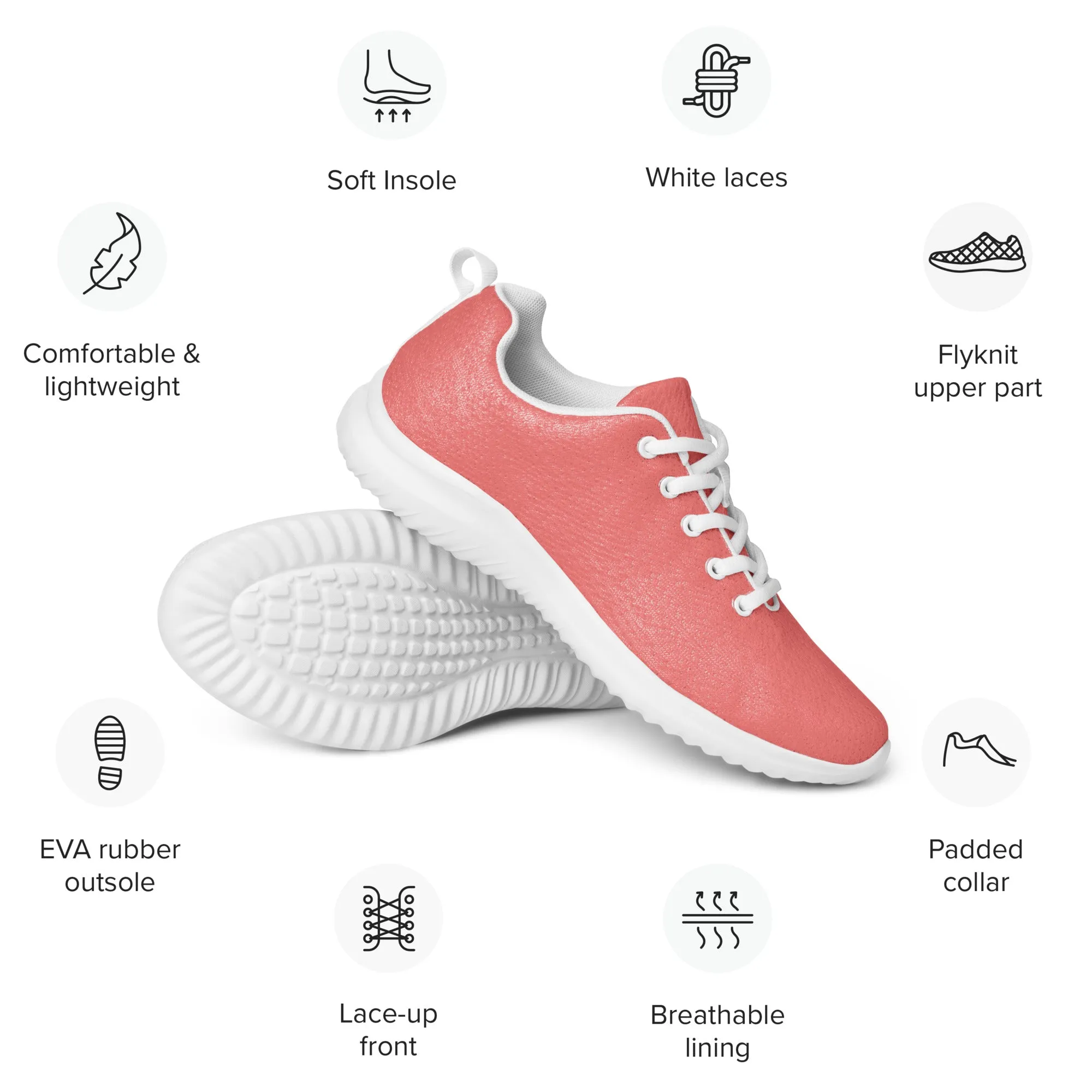 DASH Salmon Women’s Athletic Shoes Lightweight Breathable Design by IOBI Original Apparel