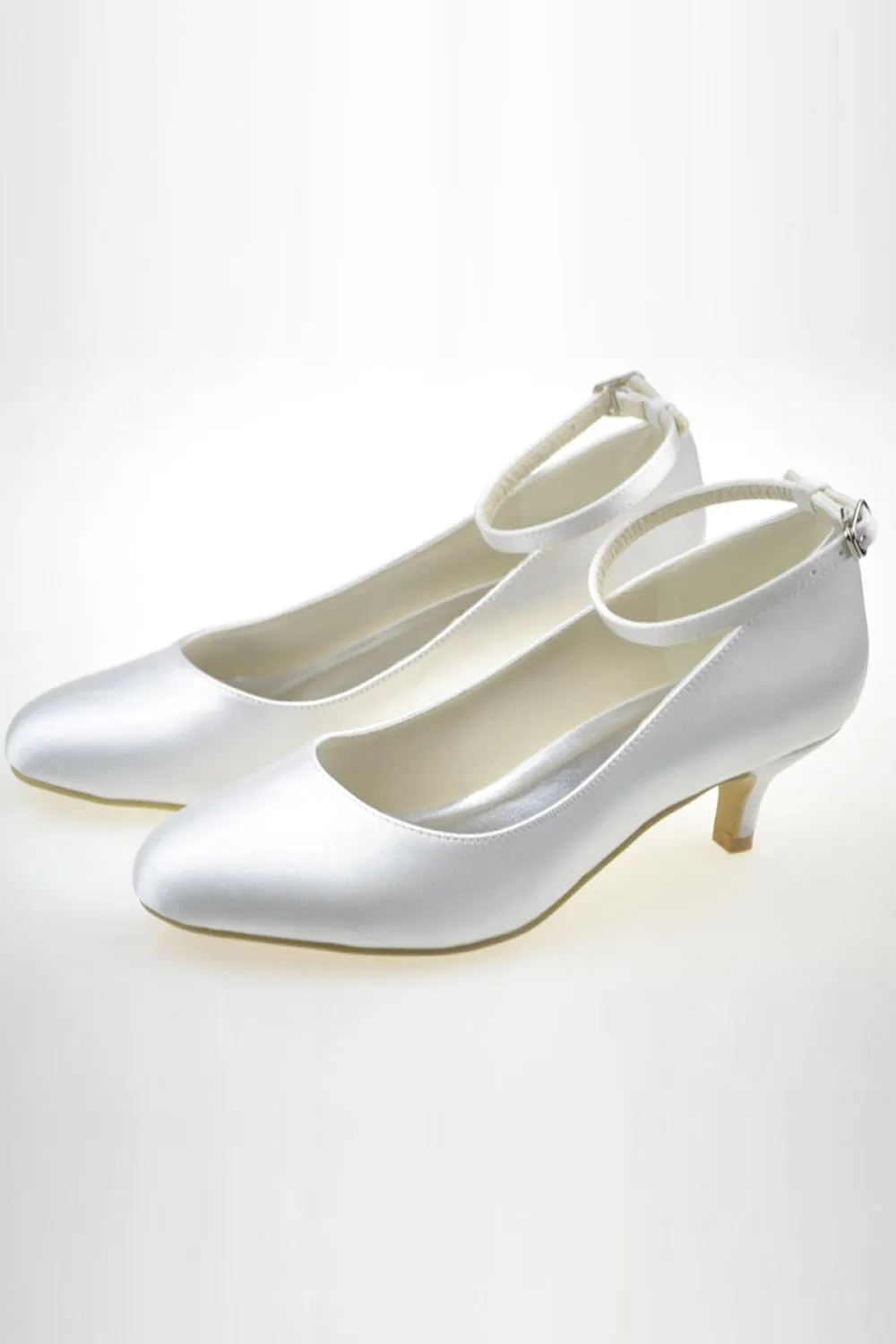 Elegant Low Heel Ankle Strap Simple Handmade Wedding Shoes S50