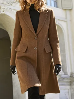 Fashion Long Sleeved Lapel Warm Coat