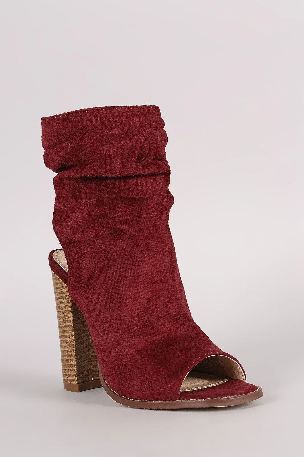 Liliana Slouchy Shaft Open Toe Booties