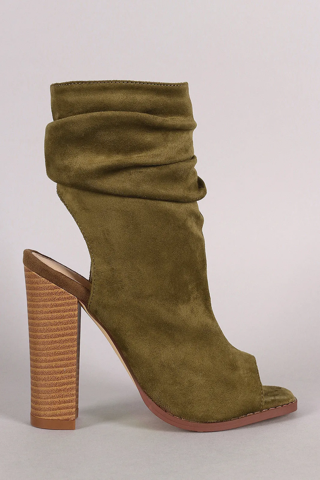 Liliana Slouchy Shaft Open Toe Booties