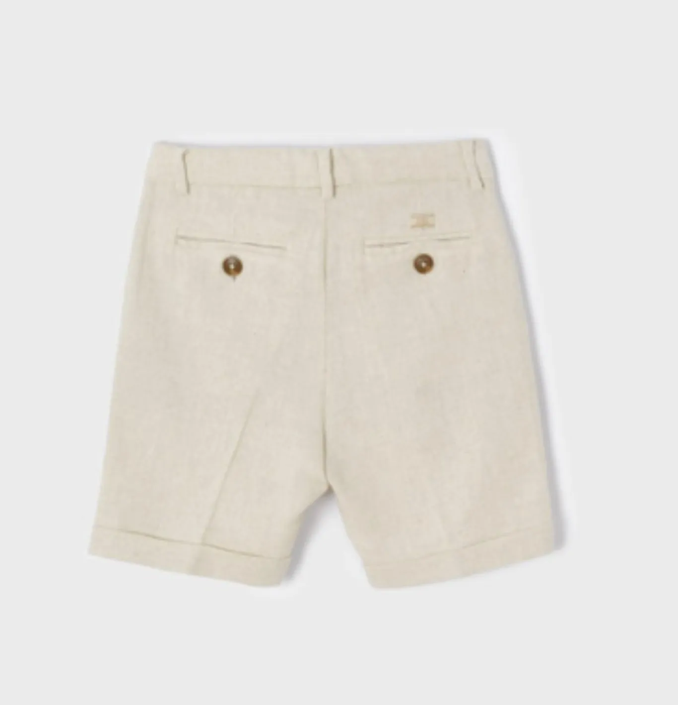 Mayoral Boys Oat Color Tailored Linen Shorts