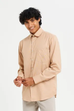 Men Beige Collared Formal Shirt