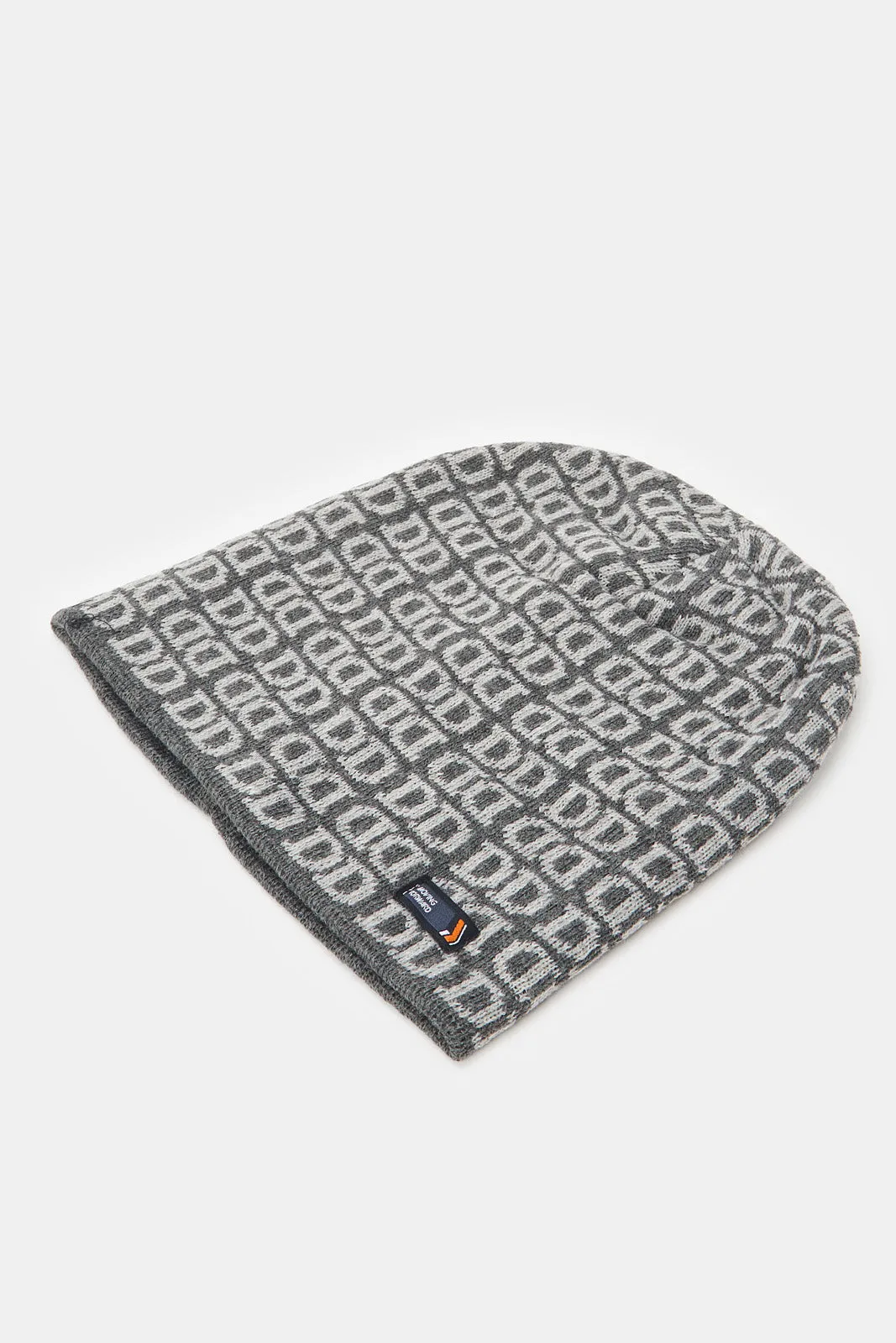 Men Grey And Black Knitted Cap Set (Pack of 2)