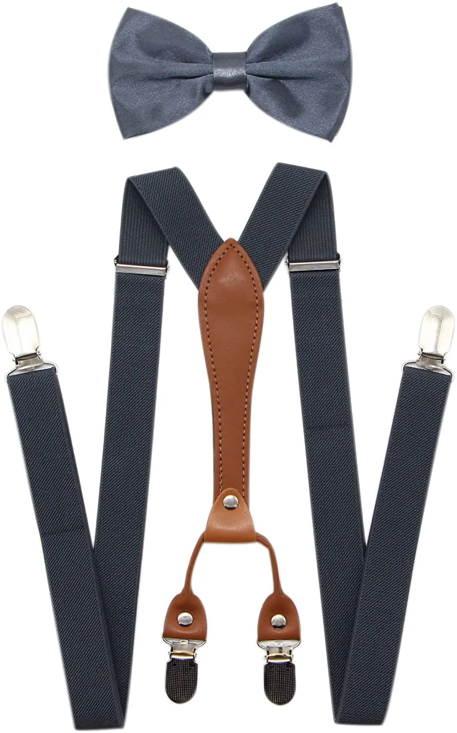 Men's Elastic Formal X Band Suspenders   Bowtie Set for Wedding, Formal Events