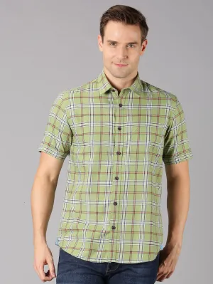 MEN'S GREEN CHECKS SLIM FIT SHIRT