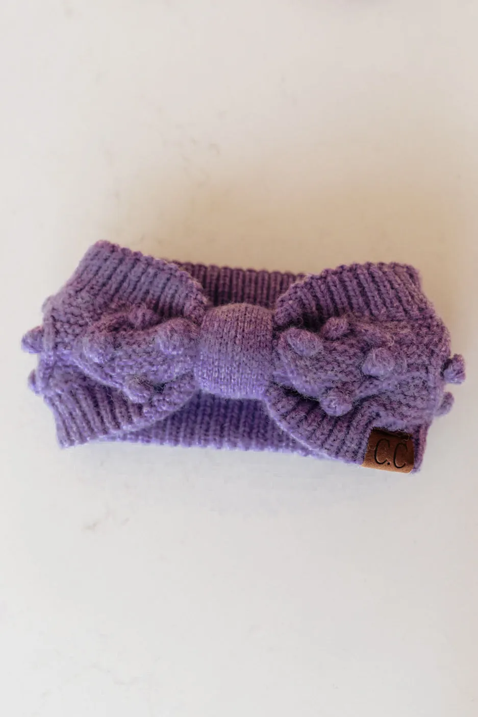 *Online Exclusive* Pom Knit Head Wrap In Periwinkle