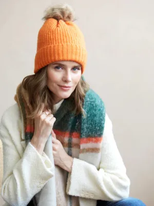 Orange Pick-A-Pom Knit Hat