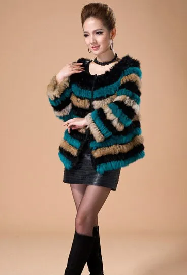 Real Knitted Rabbit Fur Coat Jacket Vest High Quality Fur Sweater Short Version Hot Sale Fur Story FS13004