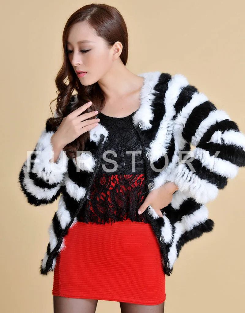 Real Knitted Rabbit Fur Coat Jacket Vest High Quality Fur Sweater Short Version Hot Sale Fur Story FS13004