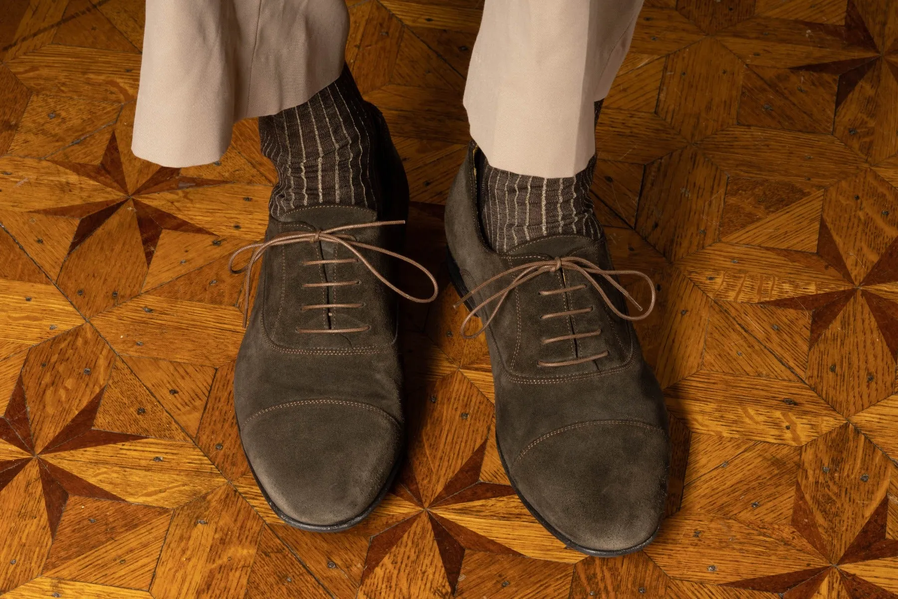 Round Coffee Brown Waxed Cotton Shoelaces