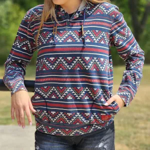 STS Ranchwear Unisex Sloane Navy Aztec Hoodie