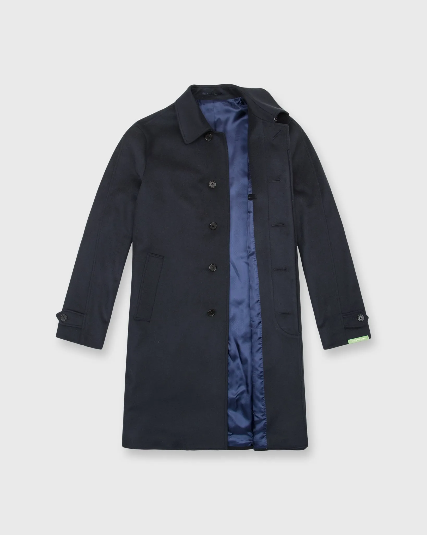 Tailored Traveler's Trench in Navy Wool/Cashmere Flannel