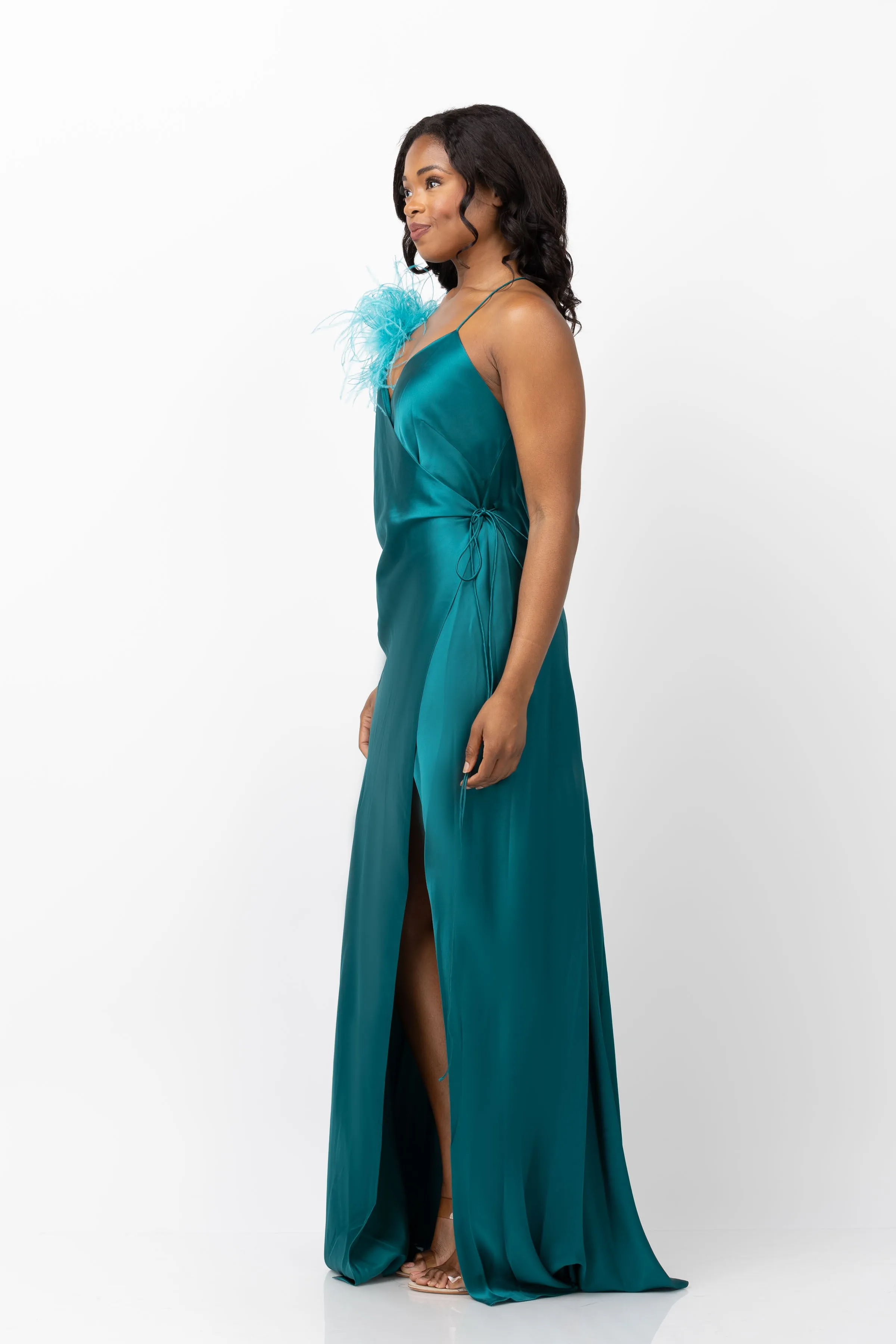 The Sei Wrap Gown in Lagoon