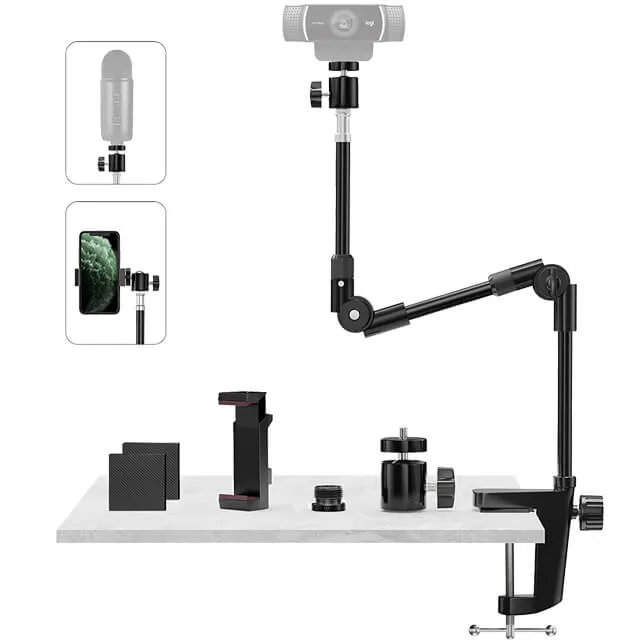 Webcam Stand Camera Mount with Phone Holder & 5/8"Screw