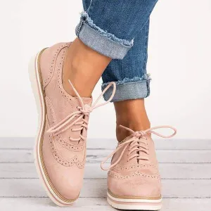 Women Elegant Loafers Classic Lace Up Oxfords Shoes