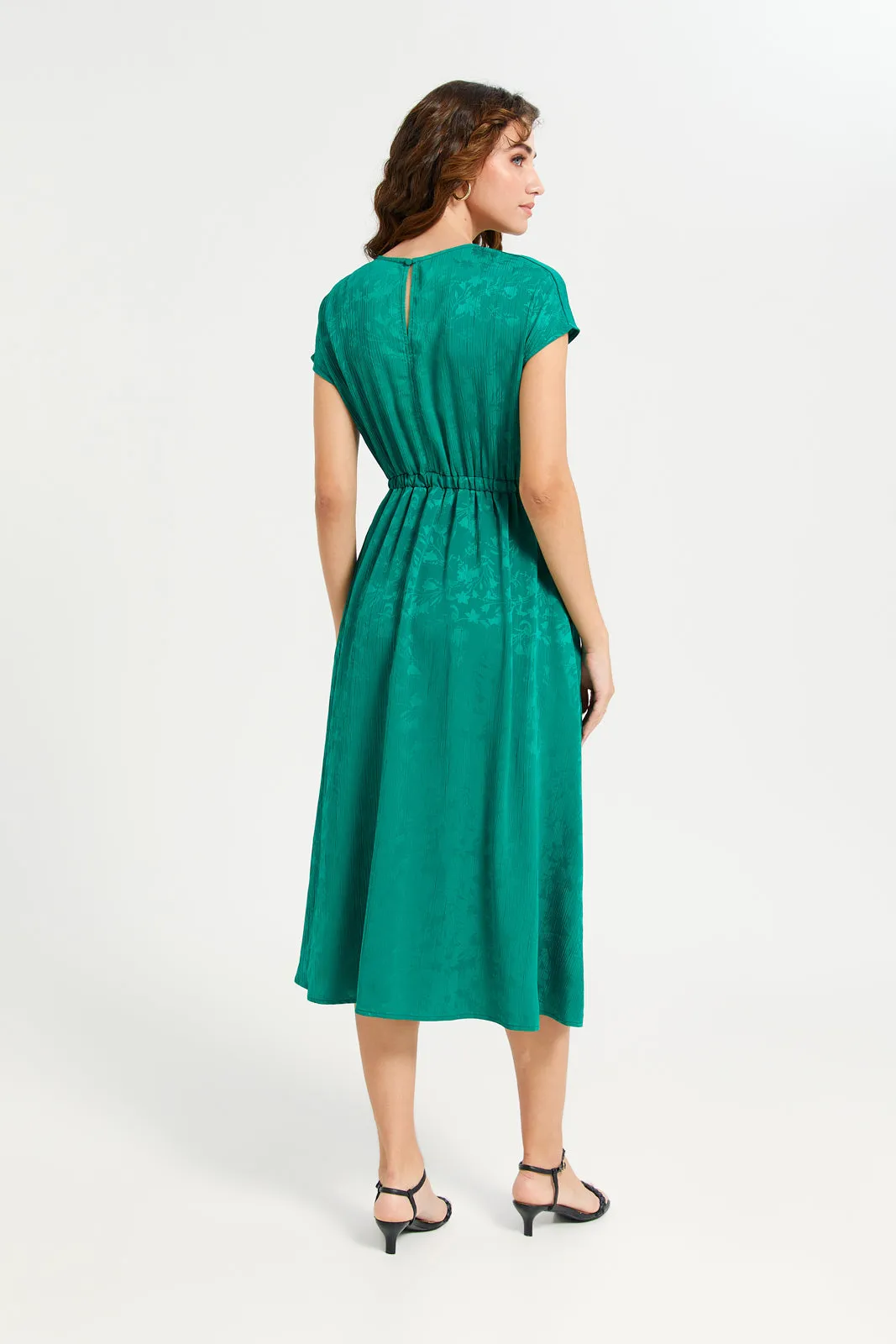 Women Green Jacquard  Dress