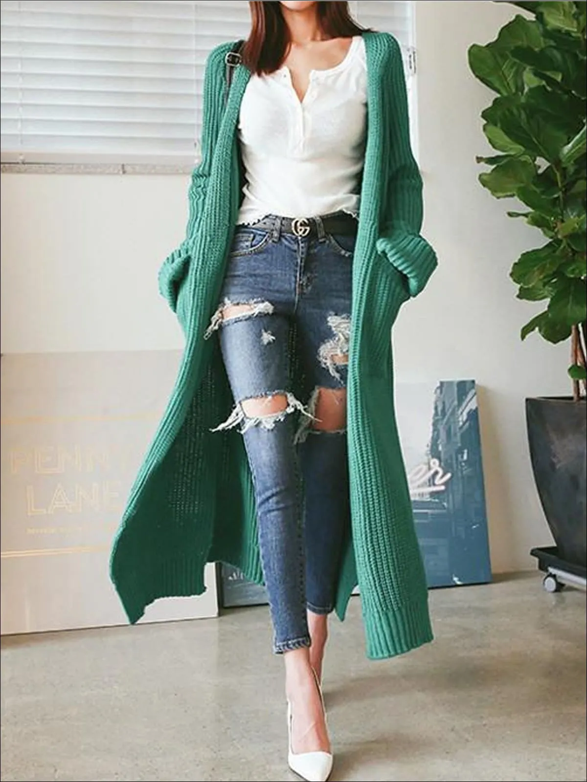 Women's Over-Sized Fall Knit Side Slit Cardigan